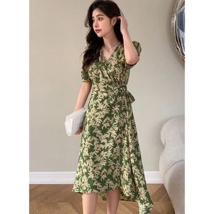 NEW Women's DAZY Short Sleeve Wrap Around Dress Floral Green Sz Small NWT‎